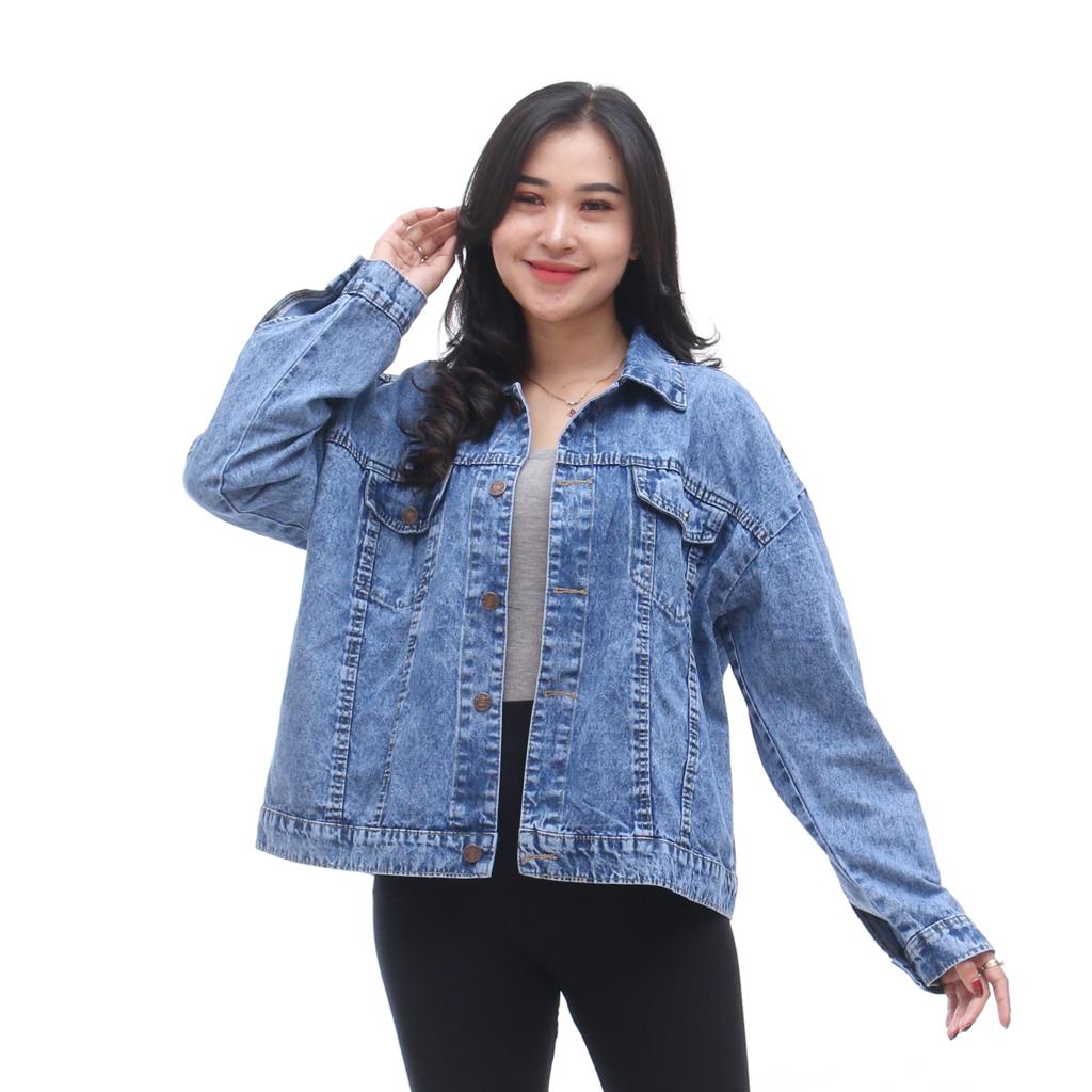 Jaket Jeans Over Size Wanita / Jaket Jumbo / Jaket Jeans Wanita Polos