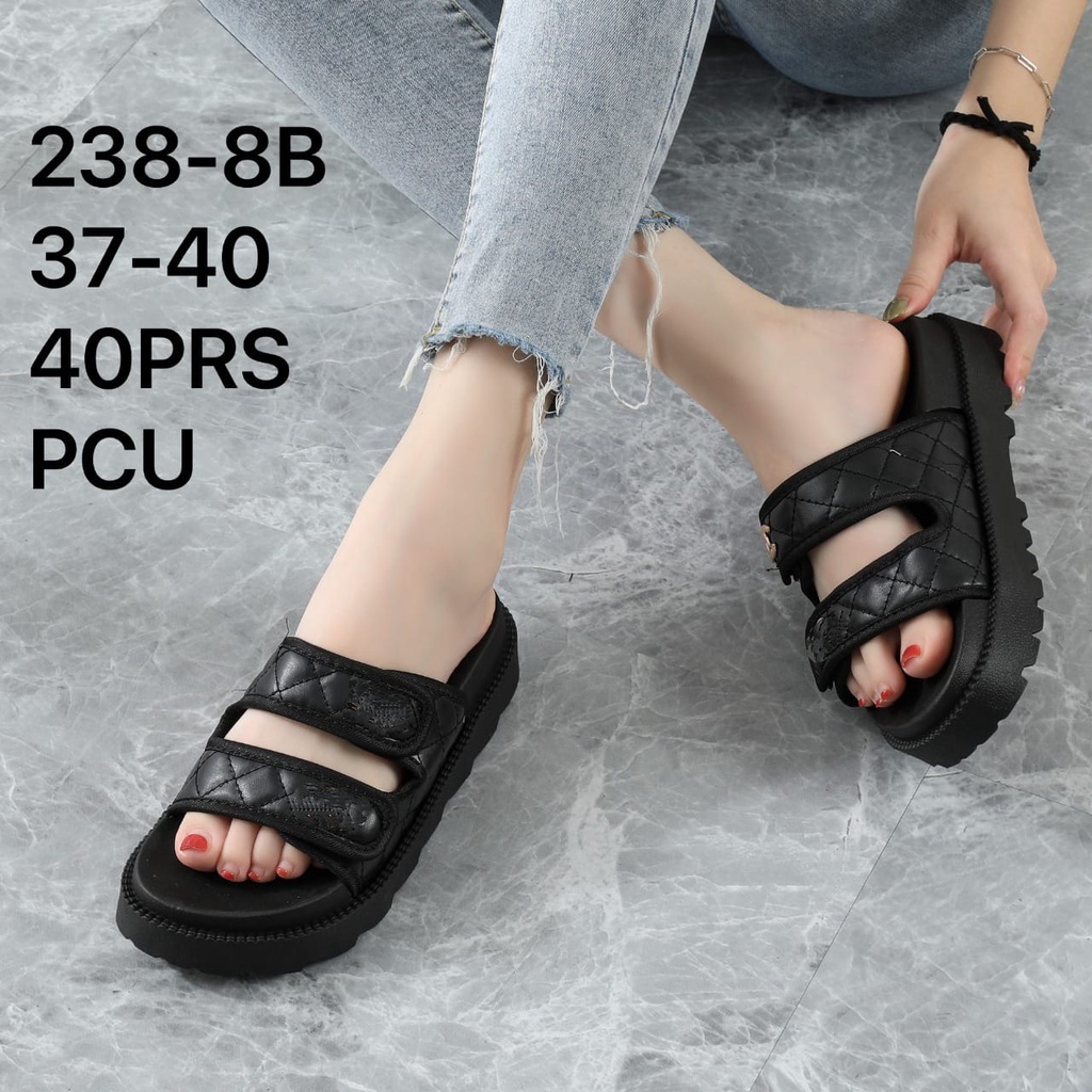 Sandal Wanita Import Slop Strap 2 Premium Tebal Tinggi 3 Cm 238