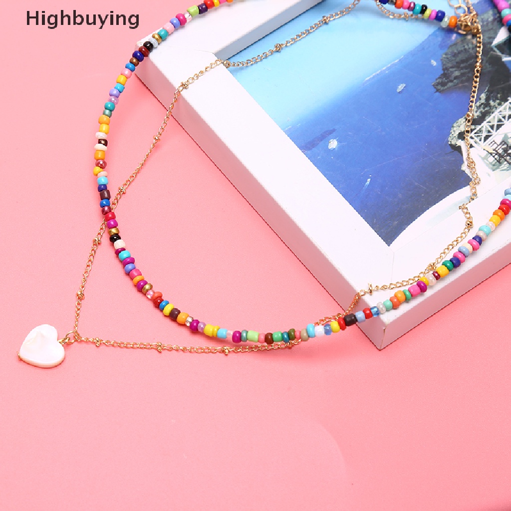 Hbid Bohemian Wanita Multicolor Manik-Manik Handmade Cinta Kalung Perhiasan Hadiah Glory