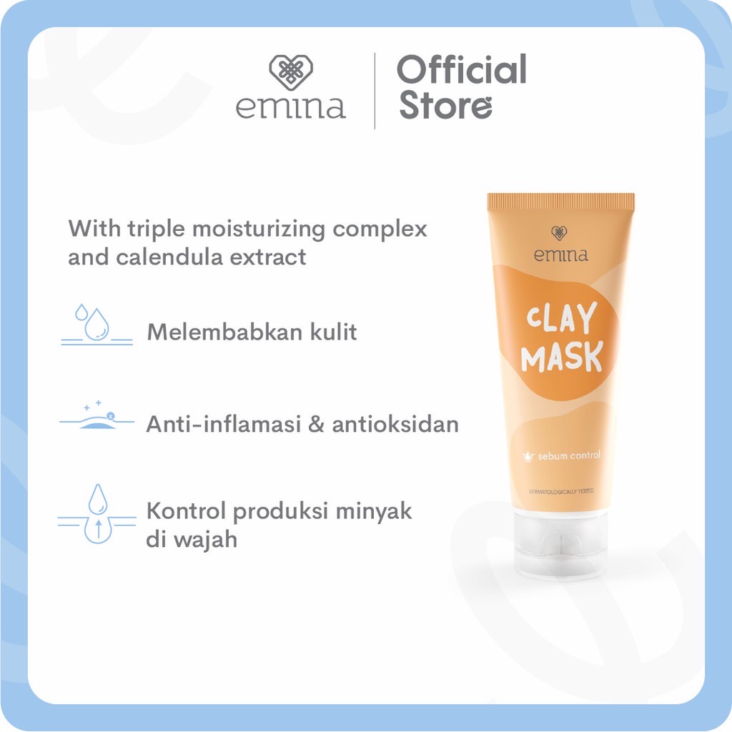 EMINA Clay Mask Series Indonesia / Masker Wajah 60ml / Brightening Sebum Control Soothe &amp; Smooth / Mencerahkan Exfoliating Eksfolisi / Menghaluskan Mengencangkan / Menenangkan Melembabkan / Skincare Face Care Treatment Perawatan Kulit Muka