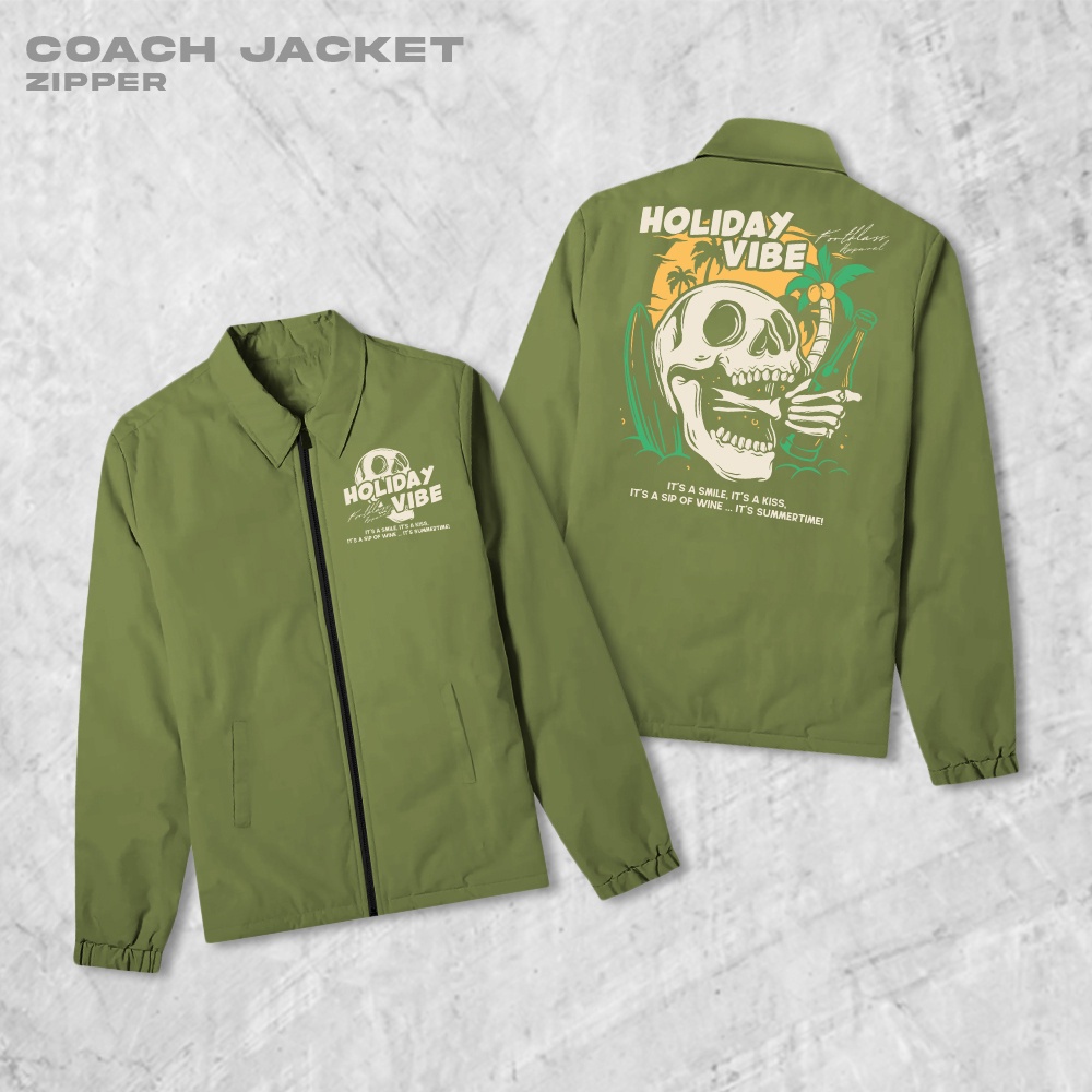 HIPNOP  Holiday Coach Zipper Jaket Polos Pria Jaket Parasut Unisex