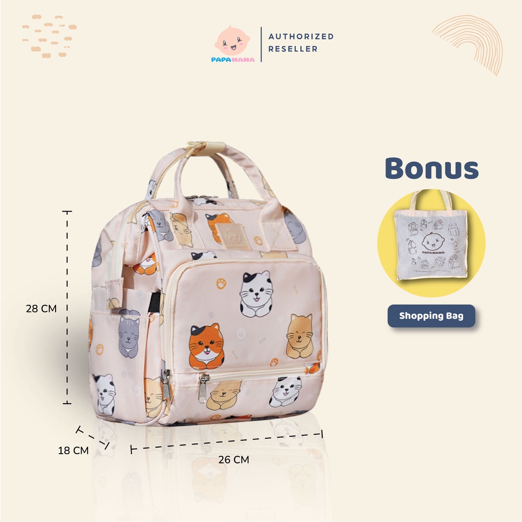 Papamama Mini Pattern 1077 3in1 Fat Cat Tas Ransel Bayi