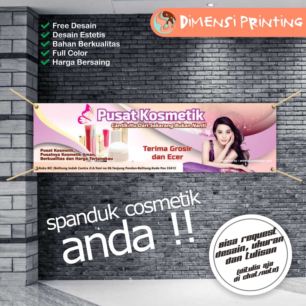 Jual spanduk kosmetik / spanduk salon kecantikan / banner kosmetik ...