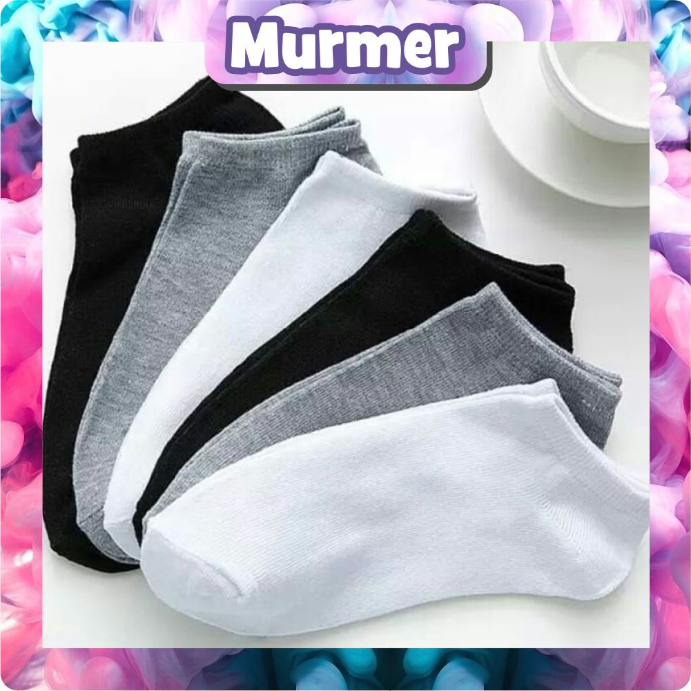 MurmerOfficial Kaos Kaki Polos Motif Pendek Dibawah Mata Kaki / Kaoskaki Office Olahraga Fashion / Kaos Kaki Wanita Pria Ankle Socks KK025