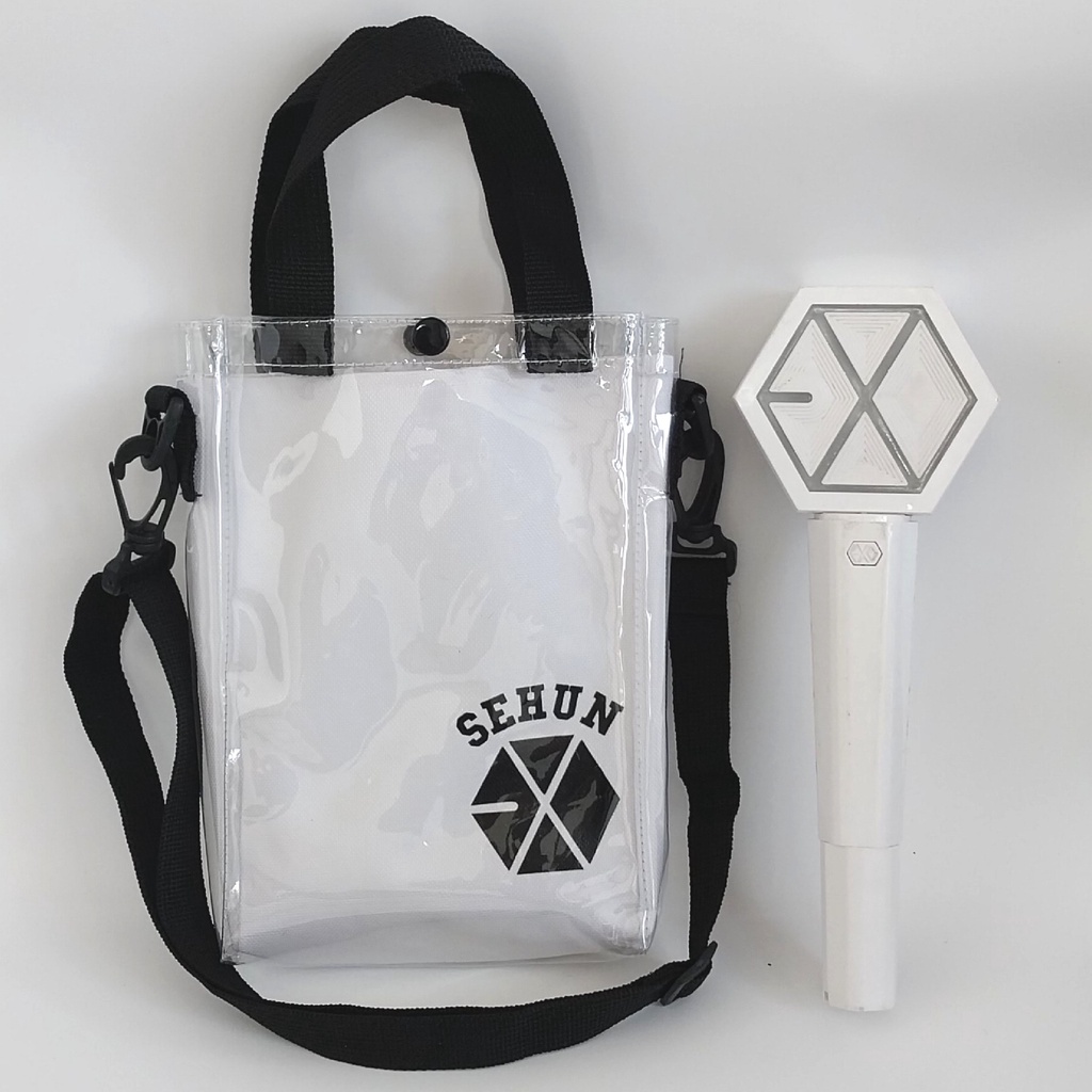 SEHUN CHANYEOL EXO TAS SELEMPANG TRANSPARAN PVC KANVAS MIKA SLING BAG EXO