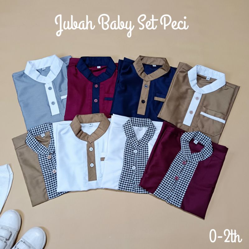 Koko jubah bayi free peci/Baju muslim bayi newborn/Baju aqiqah