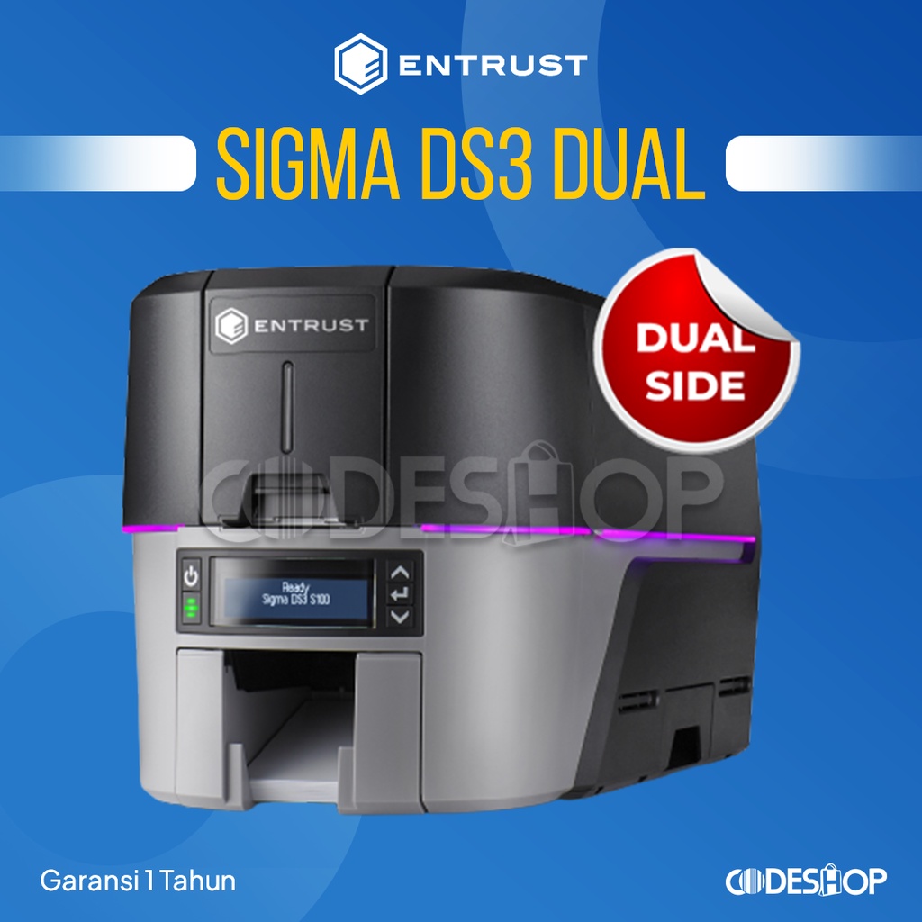 Sigma DS3D ID Card Printer Cetak Kartu Dua Sisi (300 DPI)