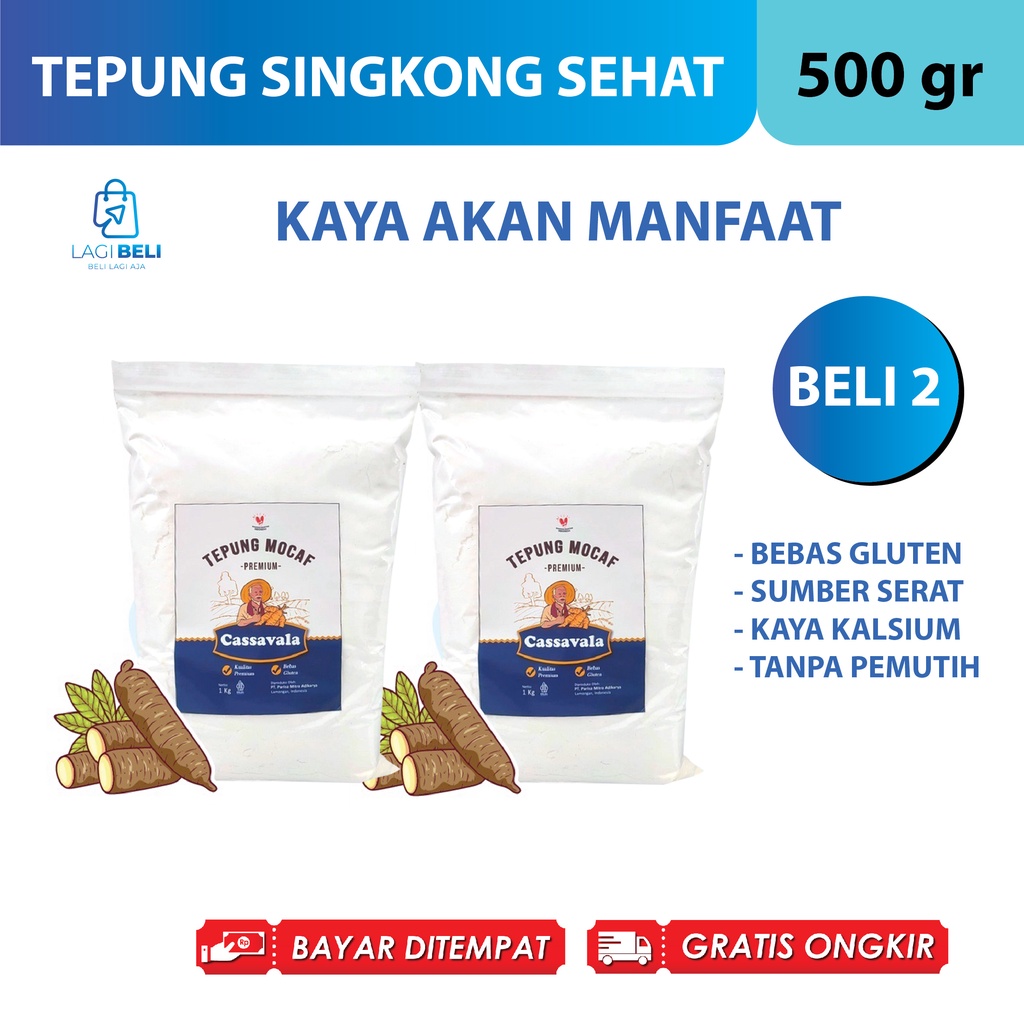 

Beli 2 Cassavala Tepung Mocaf - Gluten free - 500 g Tepung Sehat Kesehatan Alami Asli Bakery Cake Roti Snack Bolu Original BPOM Halal