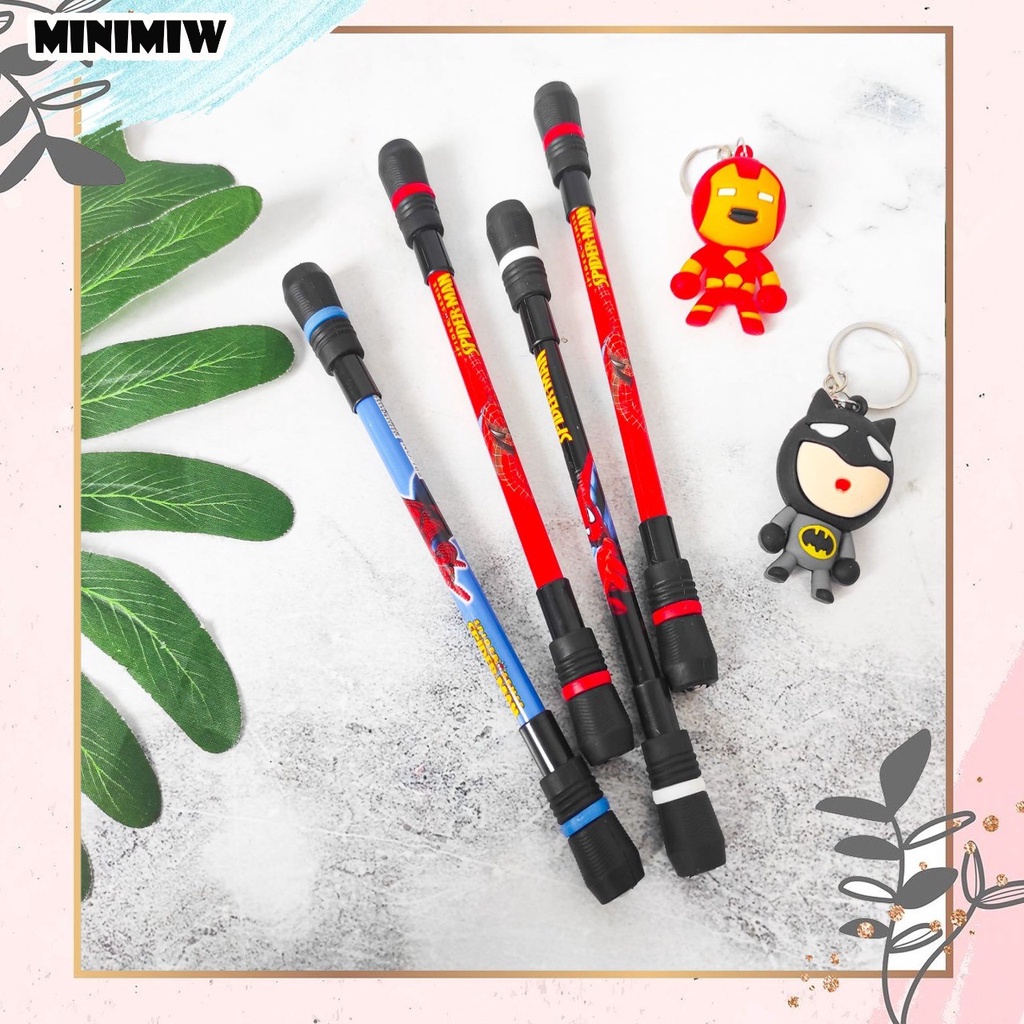 PULPEN MAINAN PUTAR MAGNET SPIDER MAN MARVEL AVENGERS BOLPEN KARTUN  ALAT TULIS BOLPOIN UNIK IMUT MURAH PEN GEL KARAKTER PENA UNIK LUCU MURAH