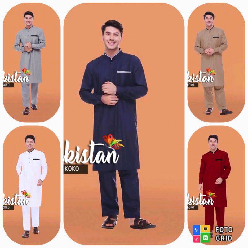 Setelan Koko Dewasa Setelan Koko Lengan Panjang Setelan Baju Koko Pakistan Setelan Baju Muslim Pria 