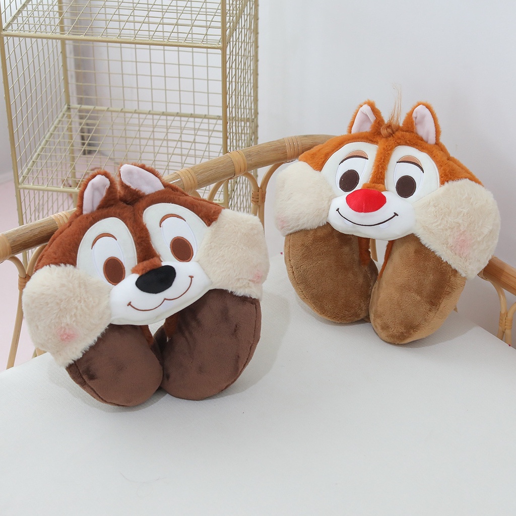 BANTAL LEHER CHIP DALE CHIPMUNK ALVIN NECK PILLOW BONEKA TRAVEL