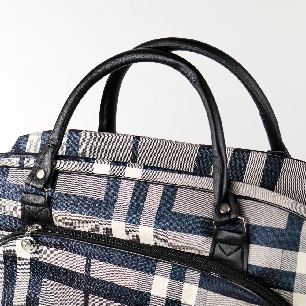 RAIMIQI SEMOR Tas Travel Jinjing Duffle Bag 20 Inch Black Gray Grid - CB001 - No Color