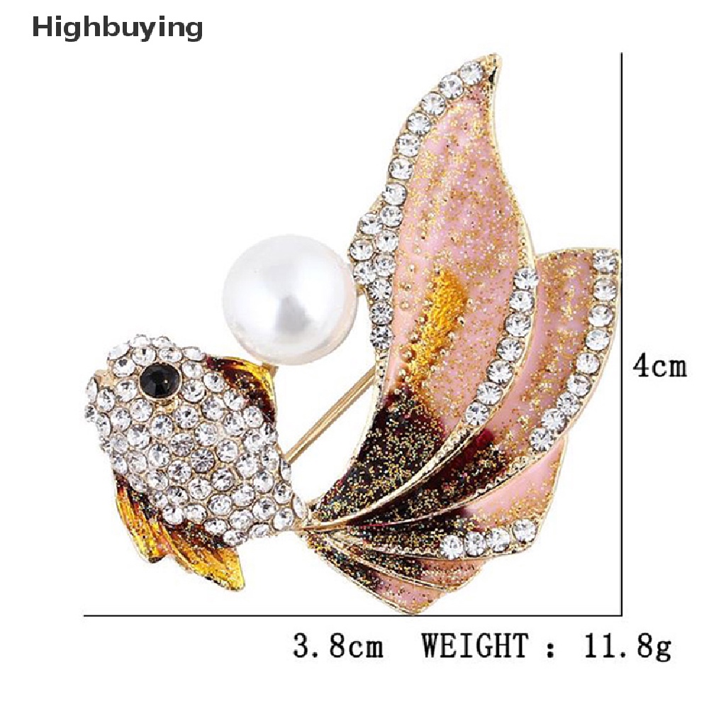 Hbid 1Pc Kristal Berlian Imitasi Ikan Mas Bros Wanita Brooch Pin Aksesoris Pakaian Glory