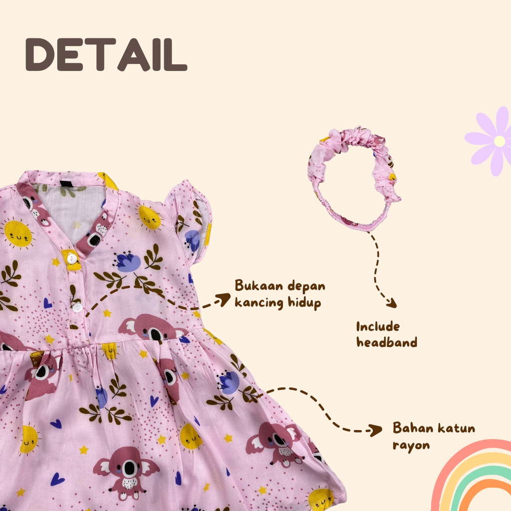 3-18 BLN DRESS BAYI VANYA DREES BAYI PEREMPUAN FREE HEADBAND by BAJU ANAK KANAYA