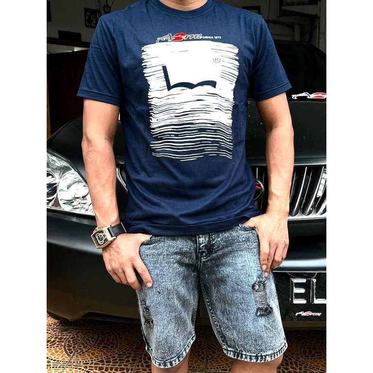 stelan pria terkini kaos&amp;celana pendek sobek terbaru + paper bag // kaos katun 24S premium import // celana pendek sobek denim terbaru