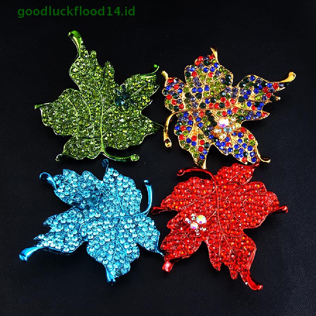 [GOOGFOUR] Warna-warni Maple Leaf Shaped Bros Pin Pakaian Pernikahan Berlian Imitasi Daun Pin [TOP]