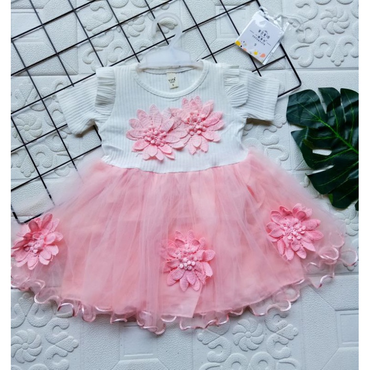 [0-5th] DRESS TUTU ANAK GAUN PESTA DRESS TILE ANAK LUCU MOTIF BUNGA DRESS TUTU ANAK IMPORT PREMIUM