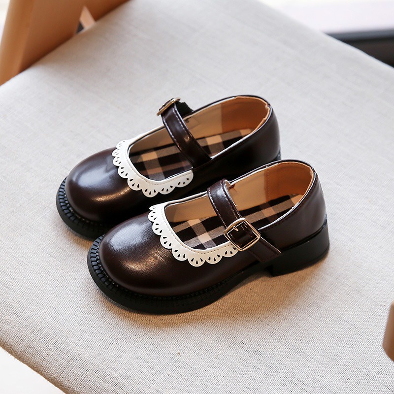 SH2265 Bisa COD Anak Renda Kecil Sepatu Kulit 2023 Musim Semi Baru Ujung Bulat Fashion Anak Perempuan Sepatu Tunggal Lembut Bawah Putri Sepatu Tren Size 21-36