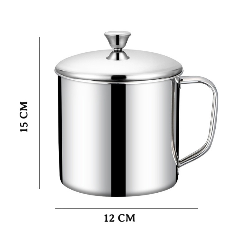 [XOQ] Saringan Tempat Minyak 1300ml Stainless Steel / Oil Pot Stainless Steel 1.3 Liter / Gelas Saringan Minyak Jelantah