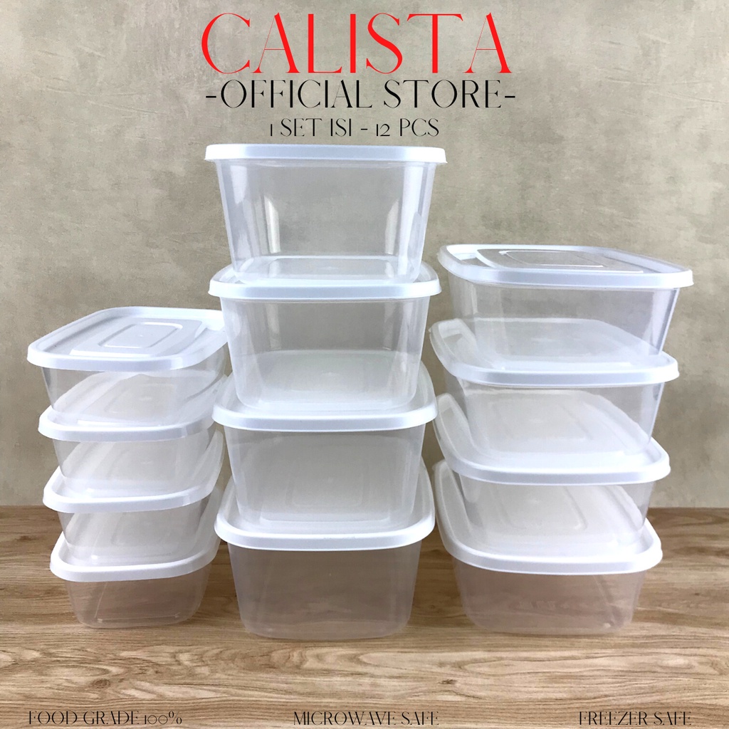 [ CALISTA ] TOPLES SET PLASTIK BENING CALISTA STELLA PUTIH SET ISI 6PCS FOOD CONTAINER PREP PREPARATION KULKAS SET TEMPAT WADAH KOTAK PENYIMPANAN MAKANAN TOPLES CALISTA KUE KERING LEBARAN SET