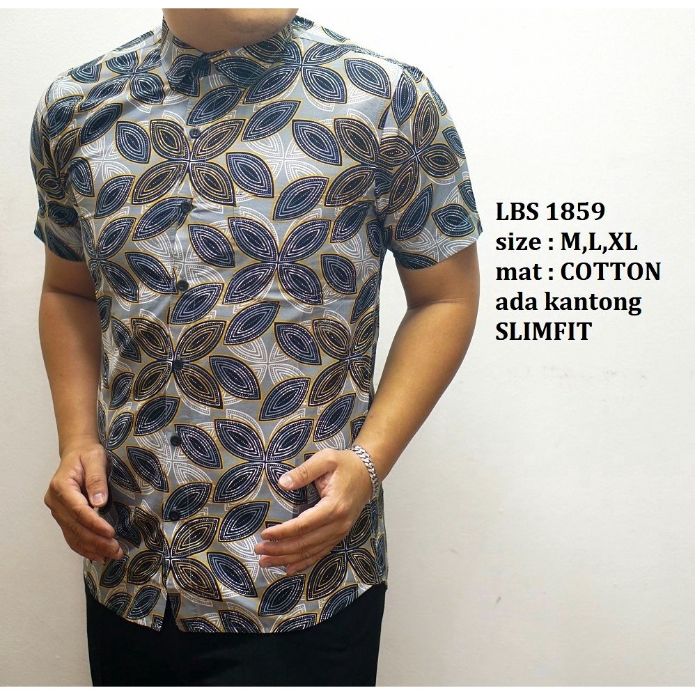 Baju Batik Pria Slimfit Kemeja Lengan Pendek Slim Fit LBS 1859