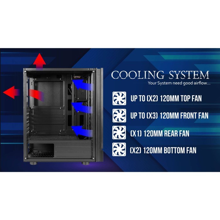 Casing Komputer Cube Gaming Lich ATX Free 3Fan RGB