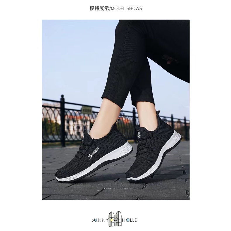 sepatu wanita import sneakers rajut sepatu olahraga jogging senam M1