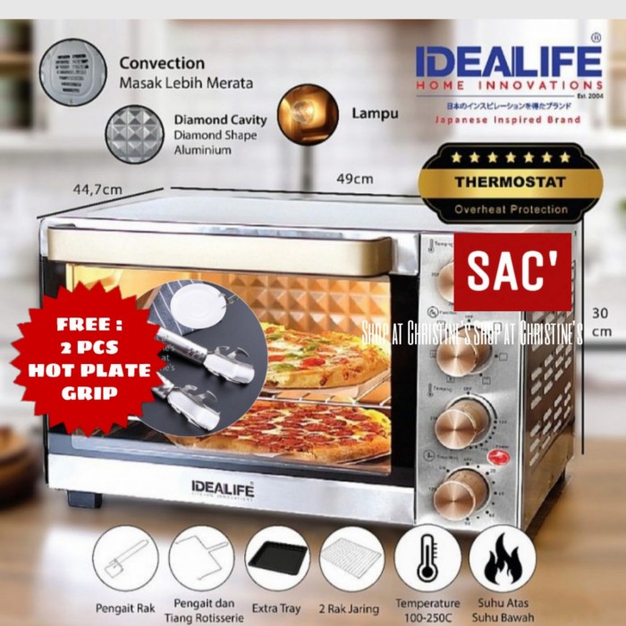 OVEN LISTRIK OVEN PEMANGGANG ROTI ELECTRIC TOASTER IDEALIFE IL-335