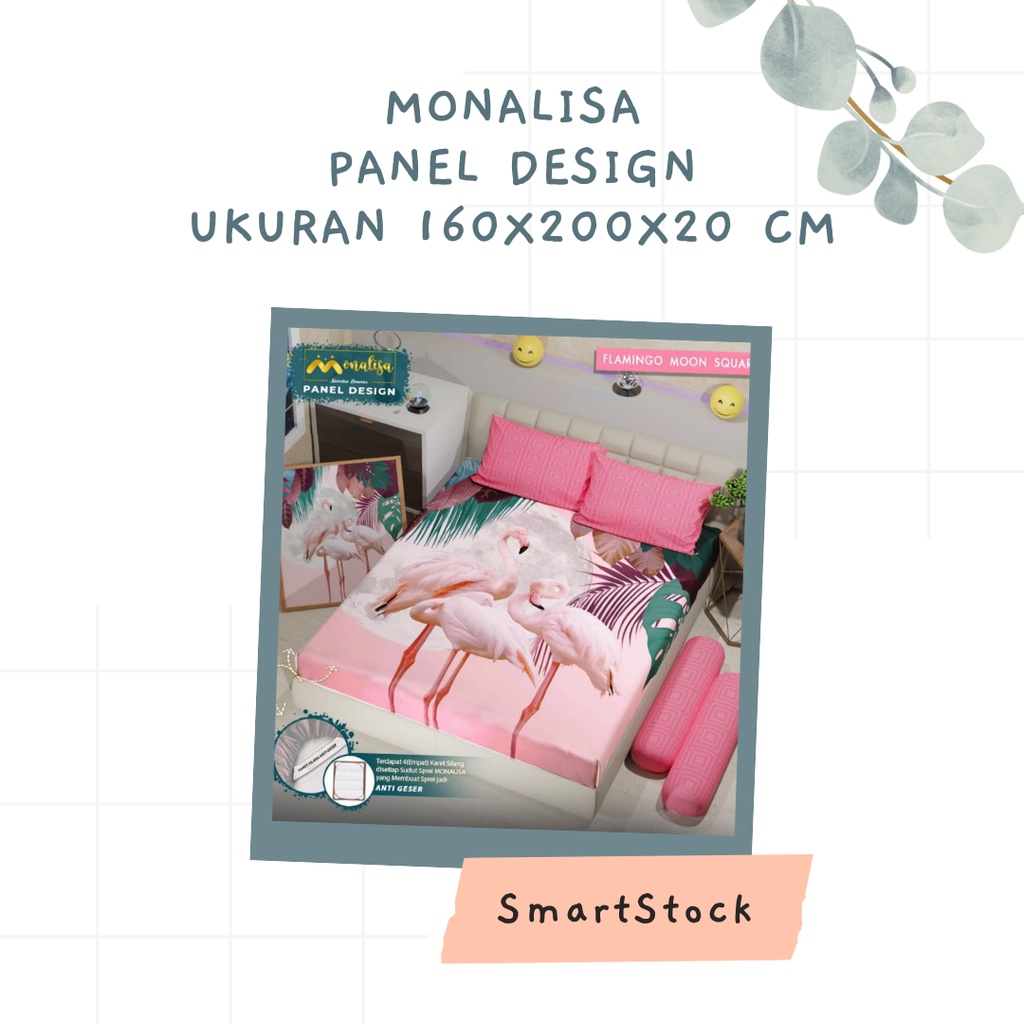 Ss Sprei Aesthetic Monalisa Panel Design 160 Queen 160x200 Ukuran No 2 Tinggi 20 cm Mix Motif