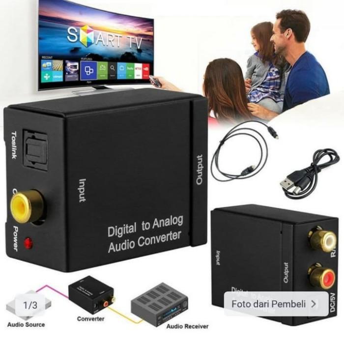 Paket Kabel Optik Toslink + Conventer Optik Audio To Rca/Analog Audio