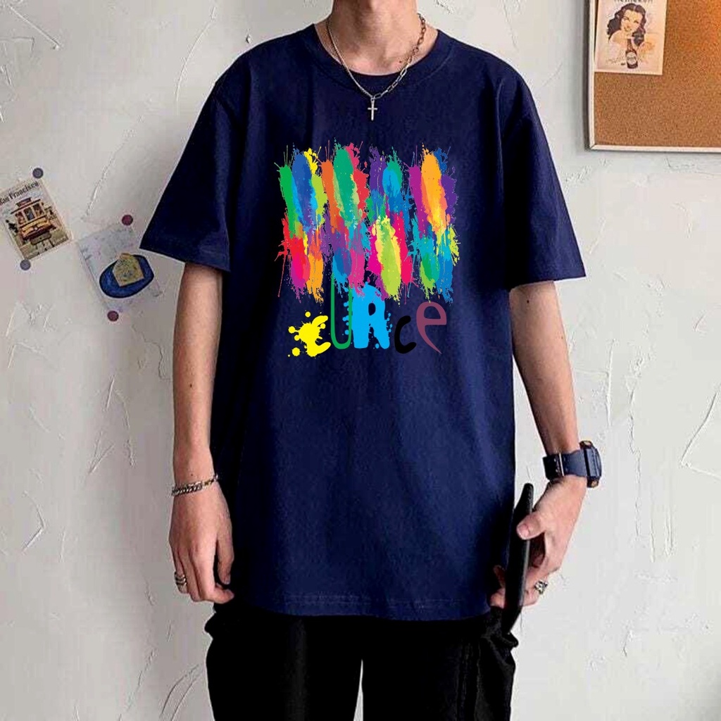 KIYOWO-Baju Kaos Oversize Motif Curce Distro Pria Lengan Pendek