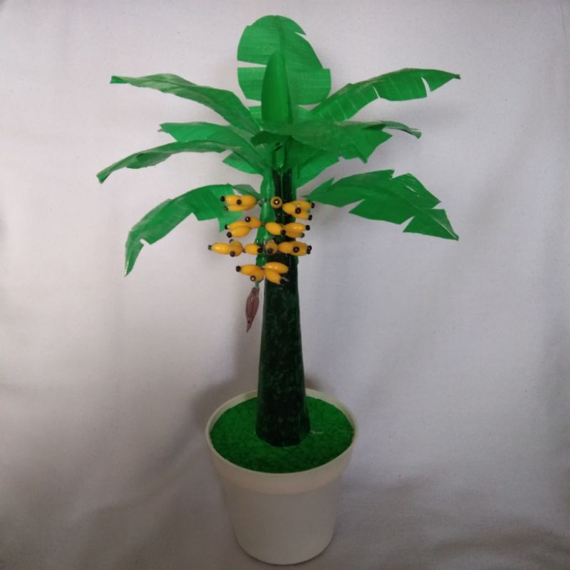 prakarya pohon pisang sudah berbuah dari plastik
