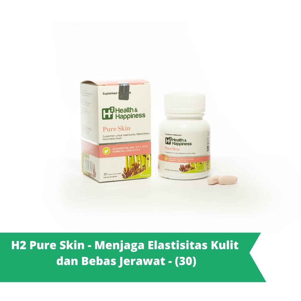 H2 Pure Skin 30 Kaplet - Menjaga Elastisitas Kulit dan Bebas Jerawat