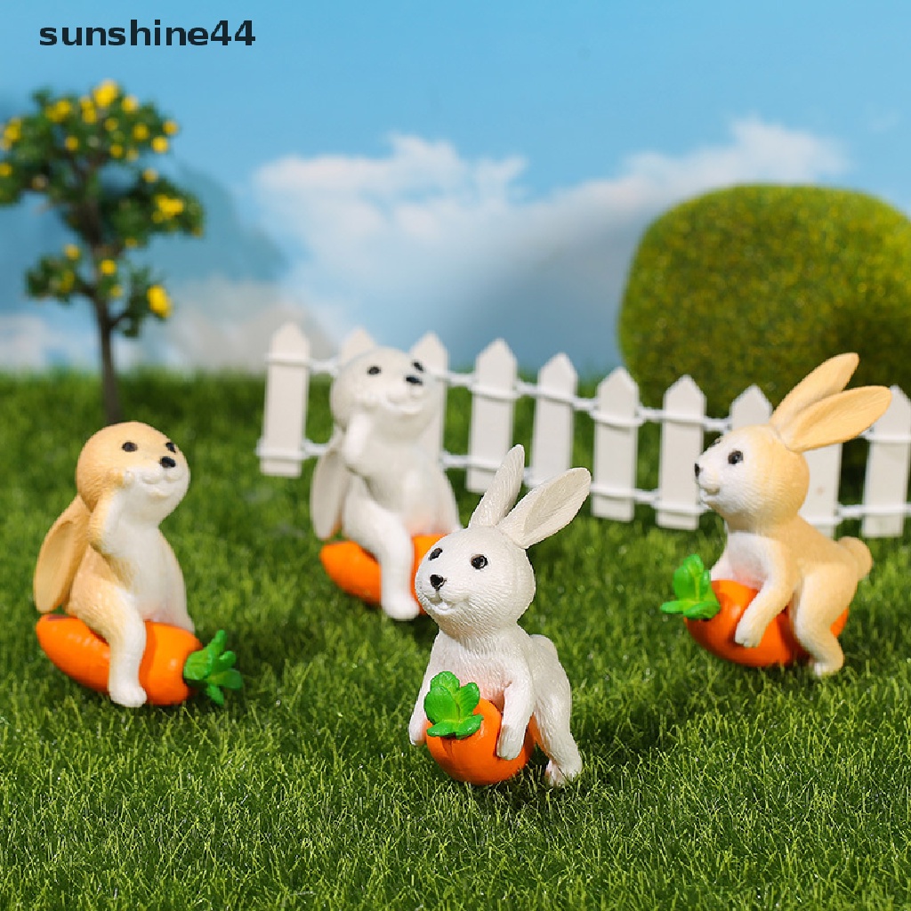 Sunshine 1Pc Lucu Kartun Wortel Kelinci Lanskap Mikro DIY Resin Berkebun Aksesoris.