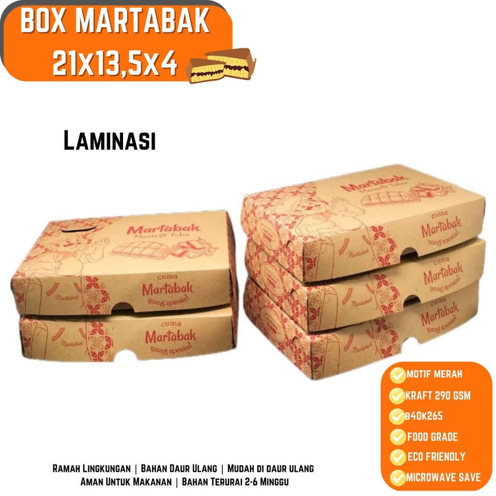 Dus Martabak Kardus Martabak Laminasi (B40K265-21X13.5X4 Cm)