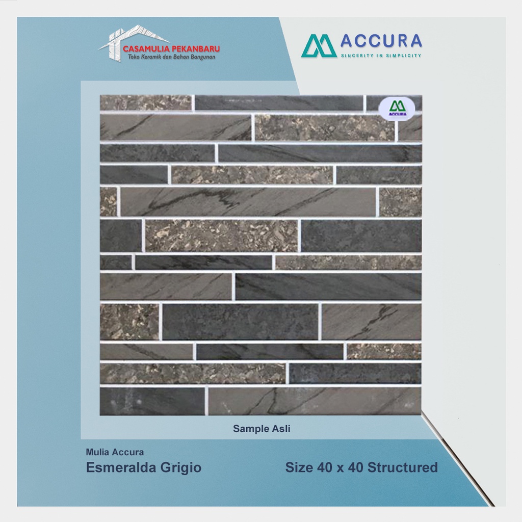 Keramik Dinding Kasar Mulia Accura 40x40 Esmeralda Grigio KW 1