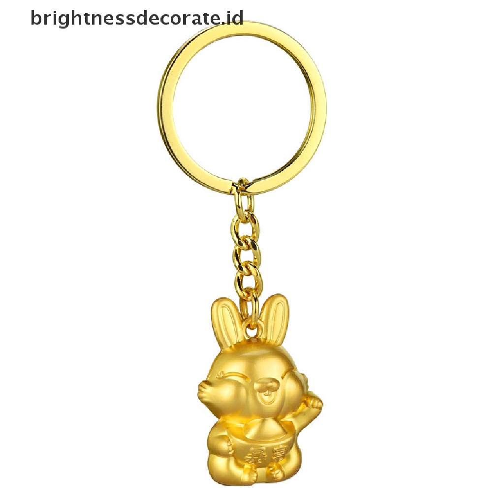[Birth] Zodiak Cina Seng Emas Kelinci Gantungan Kunci Key Ring Ornamen Ransel Mobil Liontin Gantungan Kunci Keyring Hadiah [ID]