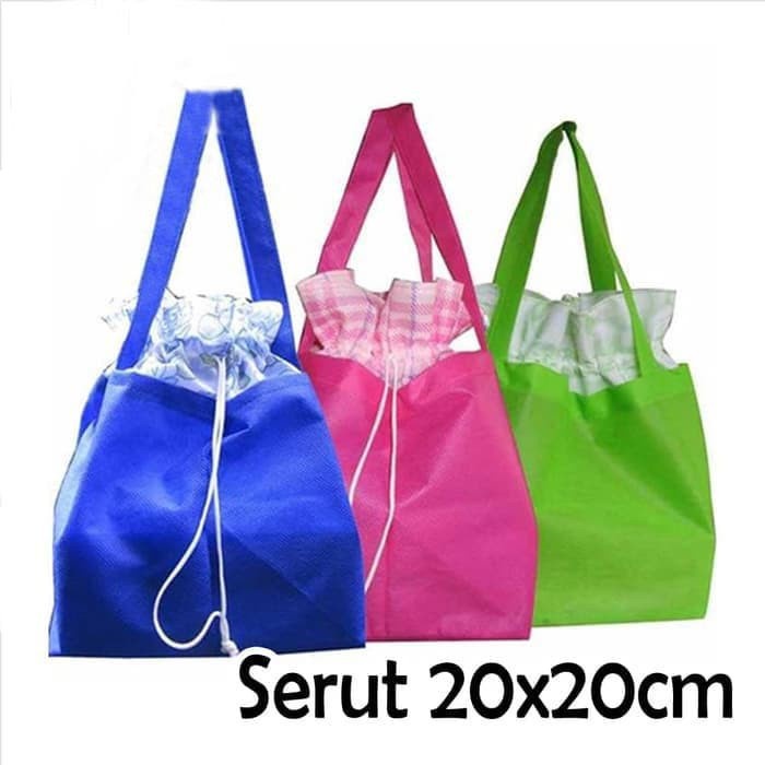 

Tas Serut 20x20 / Tas Spunbond / Tas Kain / Goodie Bag / Kantong Souvenir / Box Nasi