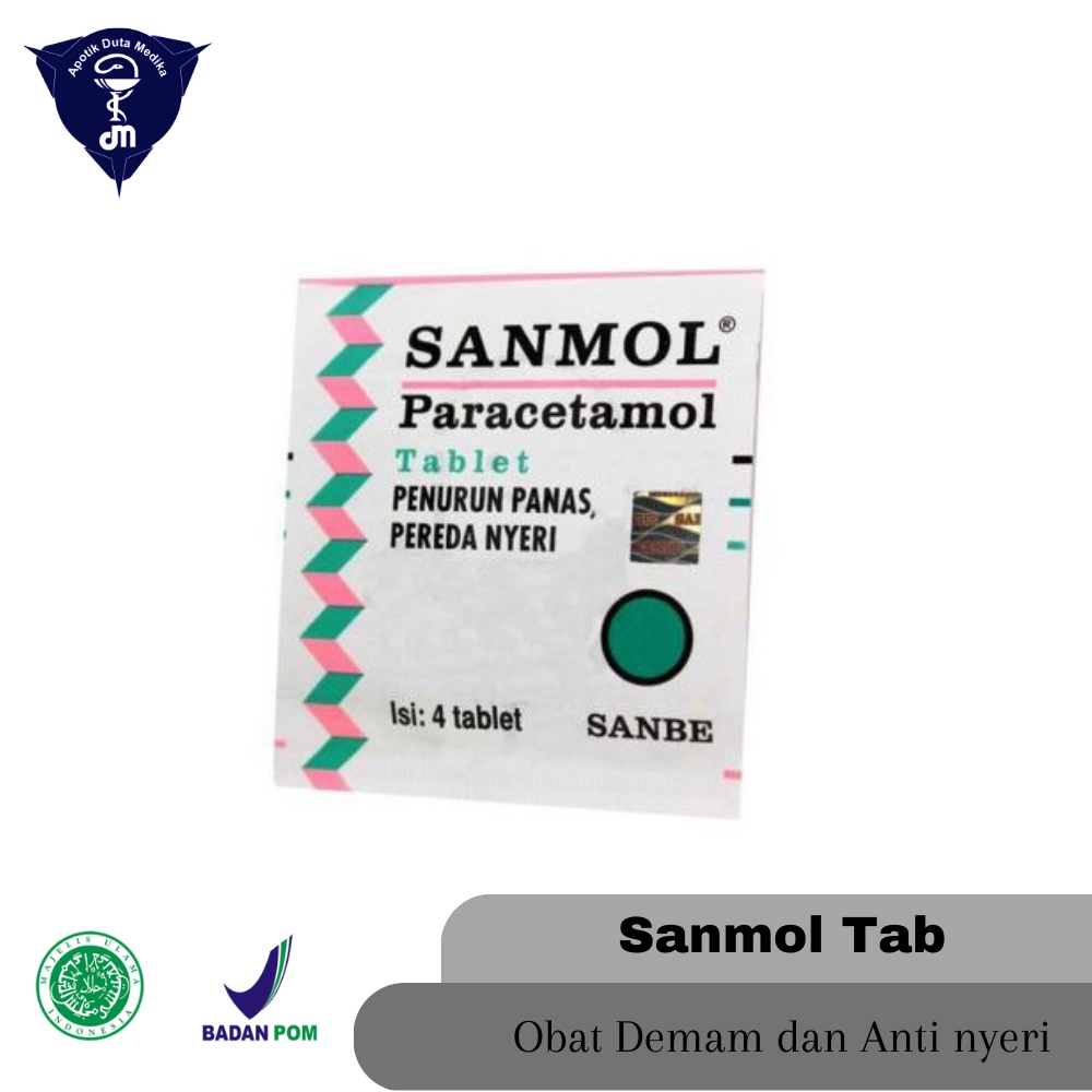 SANMOL 4 TABLET / OBAT PENURUN DEMAM/SAKIT KEPALA/DEMAM DEWASA