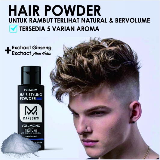 Hair Powder / Manson's Pomade Powder 15gr net/ Pomade Tabur/ Pomade Penambah Volume Rambut exctract aloe vera ginseng