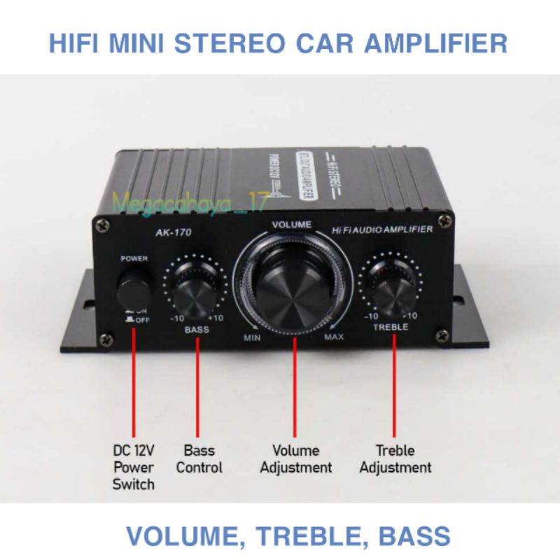 Jual Mini Amplifier Stereo Bass Treble Booster Ampli Car Audio 12V ...