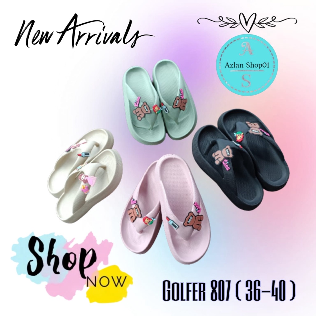 Sandal jepit wanita jibbitz lucu empuk dan ringan 807 (36-40) sandal wanita murah