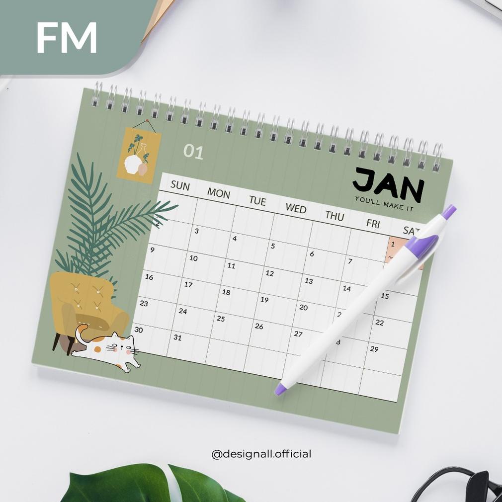 

Disk0N Designall Kalender Meja / Kalender Duduk Aesthetic Tahun 2023 Spiral Fm