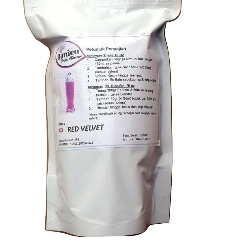 

COD [TD4] BONICO RED VELVET powder 500gr Bubuk minuman drink flavor powder Ice Blend Milk Shake Smoothies