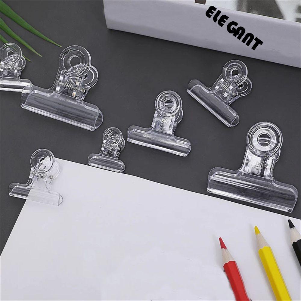 ELEGANT Durable Paper Clips Transparent Clamps Binder Clip School Students Bill Clip Plastic Stationery 5pcs/set Binding Supplies