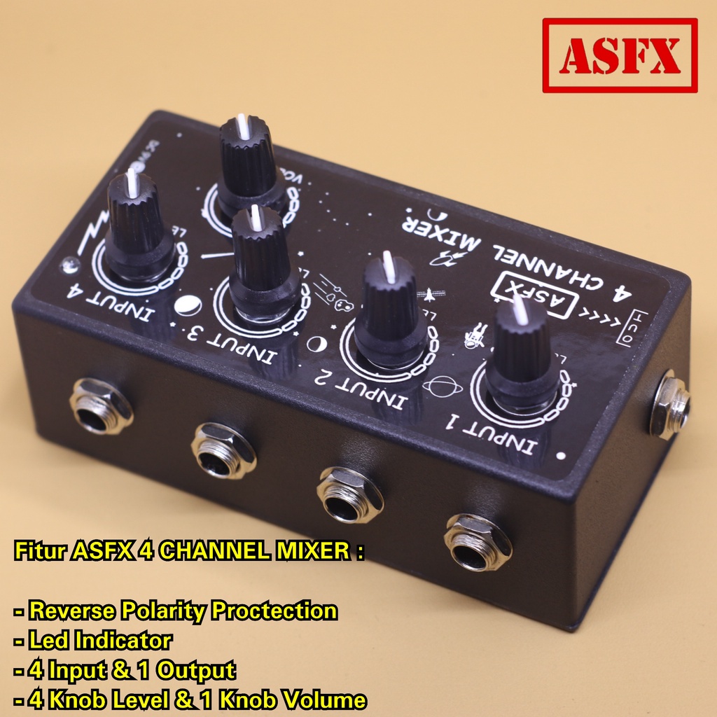 Efek ASFX 4 CHANNEL MIXER untuk gitar, bass, mic dynamic, mp3 player DLL