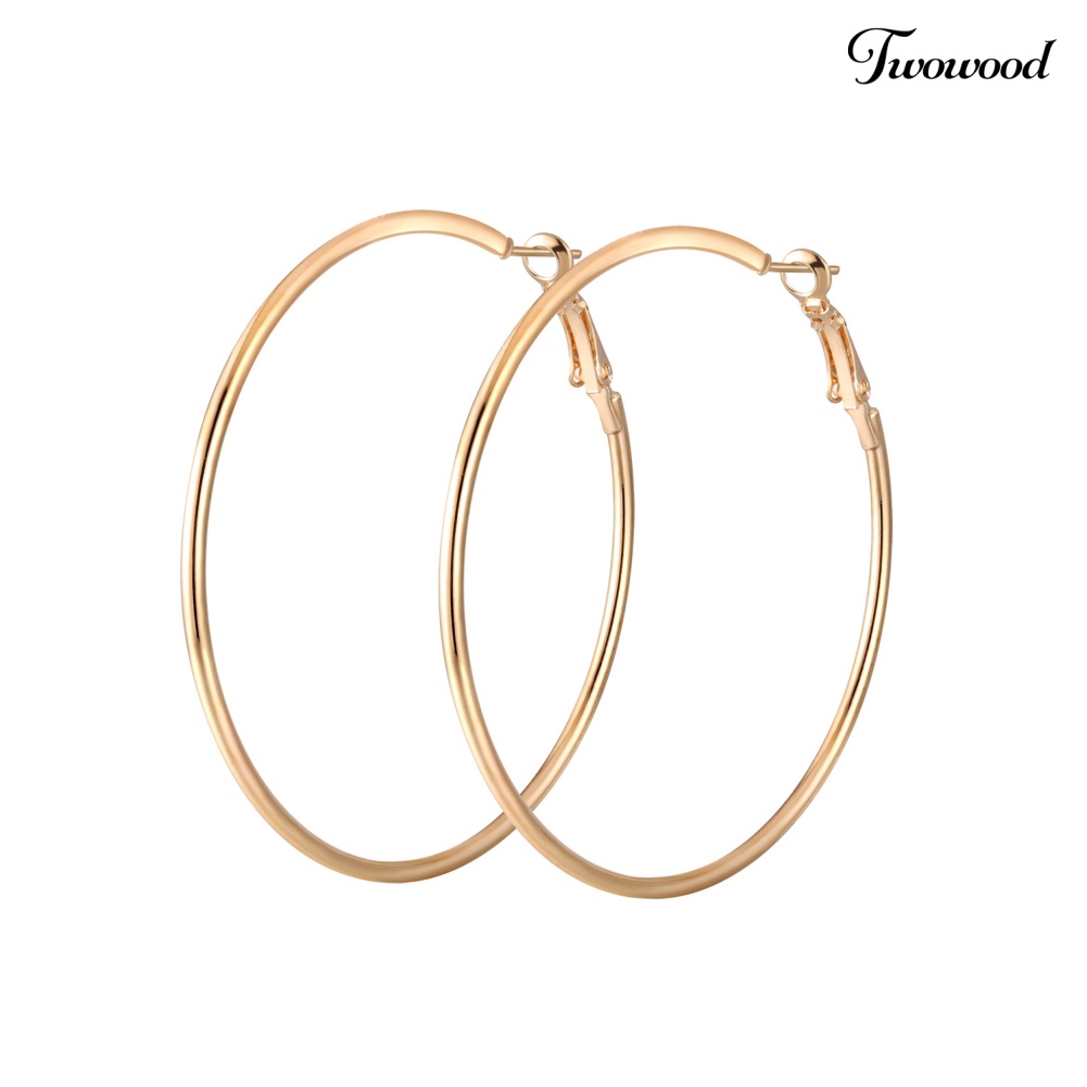 Twowood Simple Wanita Berongga Lingkaran Besar Hoop Earrings Pesta Pernyataan Perhiasan Hadiah Teman