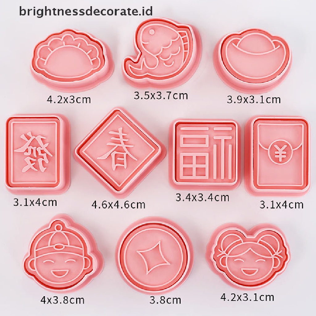 [Birth]8/10Pcs 2023tahun Baru Cina Kartun Biskuit Cetakan Cookie Cutter Baking Mold [ID]