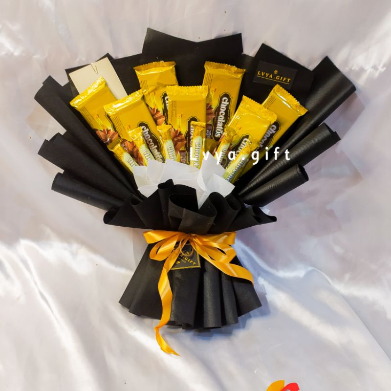 (SNACK 0059) Buket snack chocolatos mix | Buket snack hitam-gold | Buket snack wisuda | Buket snack ulang tahun | Buket anniversary | Buket hari guru | Buket hari ibu | hadiah wisuda | kado ulang tahun