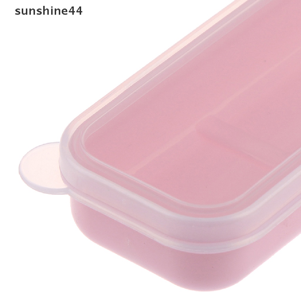 Sunshine Reusable Praktis Transparan Penutup Wheat Straw Cutlery Kotak Peralatan Makan Sekolah.